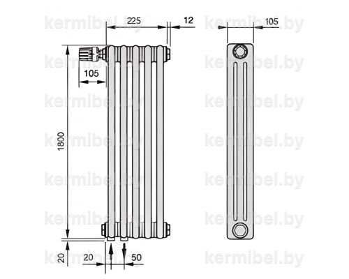Трубчатый дизайн-радиатор производства ARBONIA (Германия) модель 3180/5/69 с нижней подводкой