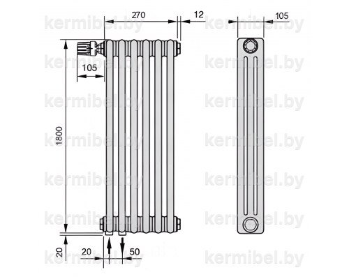 Трубчатый дизайн-радиатор производства ARBONIA (Германия) модель 3180/6/69 с нижней подводкой