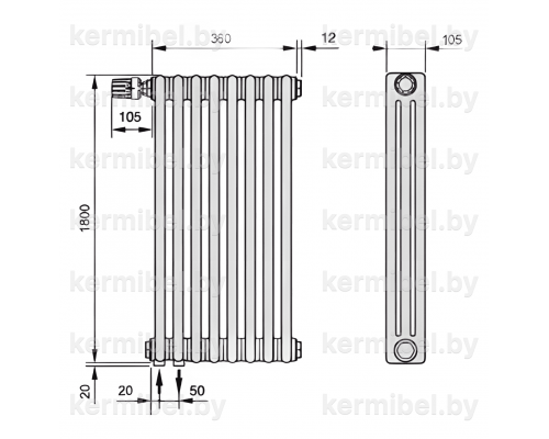 Трубчатый дизайн-радиатор производства ARBONIA (Германия) модель 3180/8/69 с нижней подводкой
