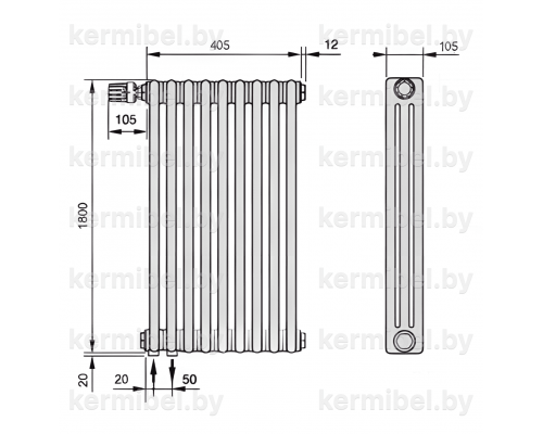 Трубчатый дизайн-радиатор производства ARBONIA (Германия) модель 3180/9/69 с нижней подводкой