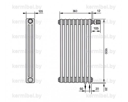 Трубчатый дизайн-радиатор производства ARBONIA (Германия) модель 3180/8/69 с нижней подводкой