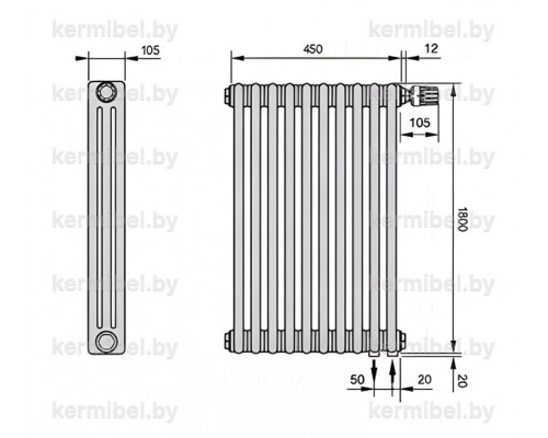 Трубчатый дизайн-радиатор производства ARBONIA (Германия) модель 3180/10/69 с нижней подводкой