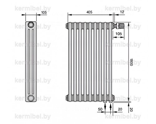 Трубчатый дизайн-радиатор производства ARBONIA (Германия) модель 3180/9/69 с нижней подводкой