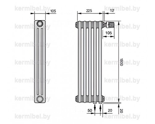 Трубчатый дизайн-радиатор производства ARBONIA (Германия) модель 3180/5/69 с нижней подводкой