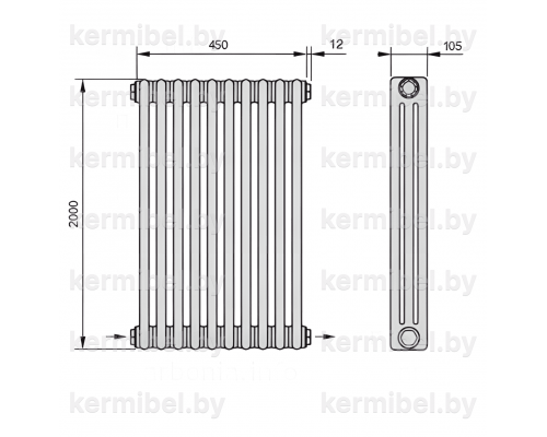 Трубчатый дизайн-радиатор производства ARBONIA (Германия) модель 3200/10/24 с нижней разносторонней подводкой