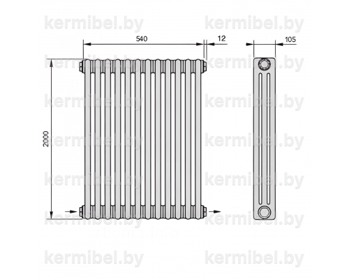 Трубчатый дизайн-радиатор производства ARBONIA (Германия) модель 3200/12/24 с нижней разносторонней подводкой