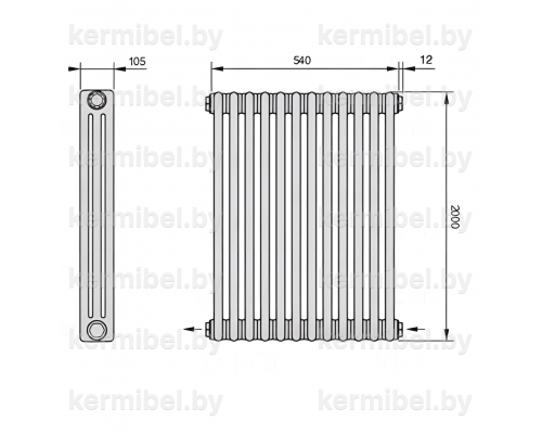 Трубчатый дизайн-радиатор производства ARBONIA (Германия) модель 3200/12/24 с нижней разносторонней подводкой