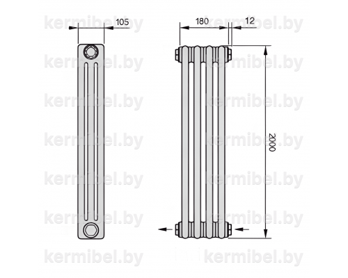 Трубчатый дизайн-радиатор производства ARBONIA (Германия) модель 3200/4/24 с нижней разносторонней подводкой