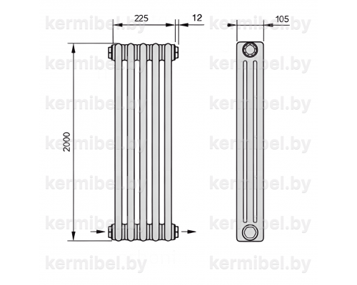 Трубчатый дизайн-радиатор производства ARBONIA (Германия) модель 3200/5/24 с нижней разносторонней подводкой