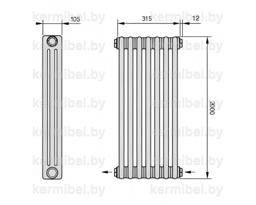 Трубчатый дизайн-радиатор производства ARBONIA (Германия) модель 3200/7/24 с нижней разносторонней подводкой