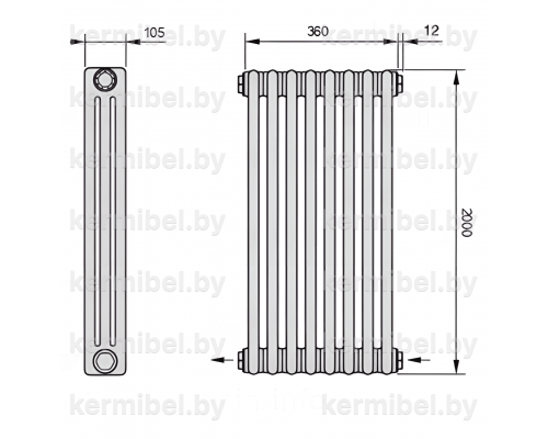 Трубчатый дизайн-радиатор производства ARBONIA (Германия) модель 3200/8/24 с нижней разносторонней подводкой