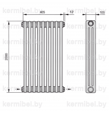 Трубчатый дизайн-радиатор производства ARBONIA (Германия) модель 3200/9/24 с нижней разносторонней подводкой