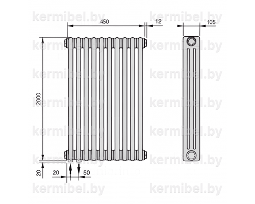 Трубчатый дизайн-радиатор производства ARBONIA (Германия) модель 3200/10/69 с нижней подводкой