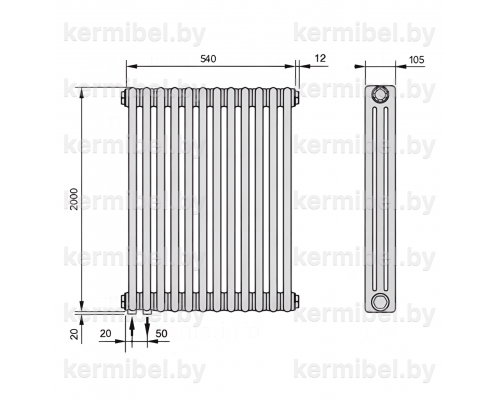 Трубчатый дизайн-радиатор производства ARBONIA (Германия) модель 3200/12/69 с нижней подводкой
