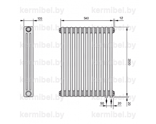 Трубчатый дизайн-радиатор производства ARBONIA (Германия) модель 3200/12/69 с нижней подводкой