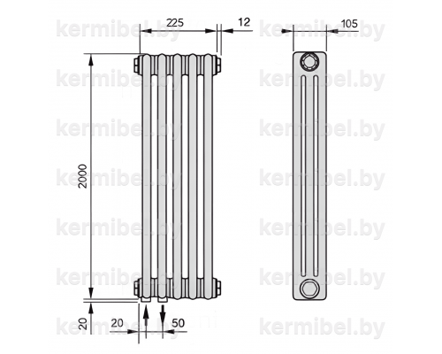 Трубчатый дизайн-радиатор производства ARBONIA (Германия) модель 3200/5/69 с нижней подводкой