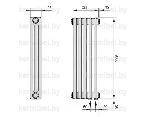Трубчатый дизайн-радиатор производства ARBONIA (Германия) модель 3200/5/69 с нижней подводкой