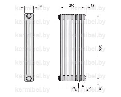 Трубчатый дизайн-радиатор производства ARBONIA (Германия) модель 3200/6/69 с нижней подводкой