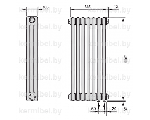 Трубчатый дизайн-радиатор производства ARBONIA (Германия) модель 3200/7/69 с нижней подводкой