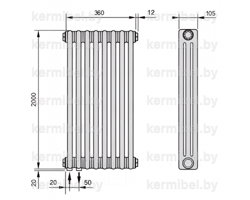 Трубчатый дизайн-радиатор производства ARBONIA (Германия) модель 3200/8/69 с нижней подводкой