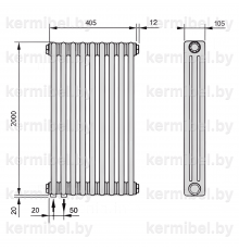 Трубчатый дизайн-радиатор производства ARBONIA (Германия) модель 3200/9/69 с нижней подводкой