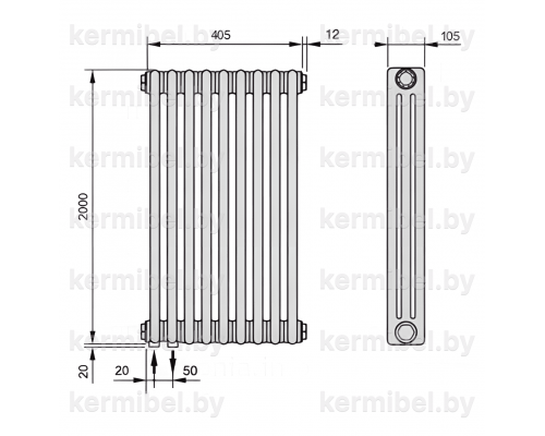 Трубчатый дизайн-радиатор производства ARBONIA (Германия) модель 3200/9/69 с нижней подводкой