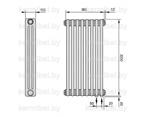 Трубчатый дизайн-радиатор производства ARBONIA (Германия) модель 3200/9/69 с нижней подводкой