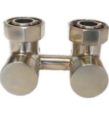 Нижний узел подключения прямой «бинокль». Для подключения радиатора. Нержавеющая сталь. SCHLOSSER EXCLUSIVE