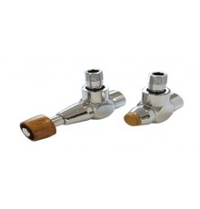 Термостатический комплект угловой SCLOSSER LUX. Хром-дерево.