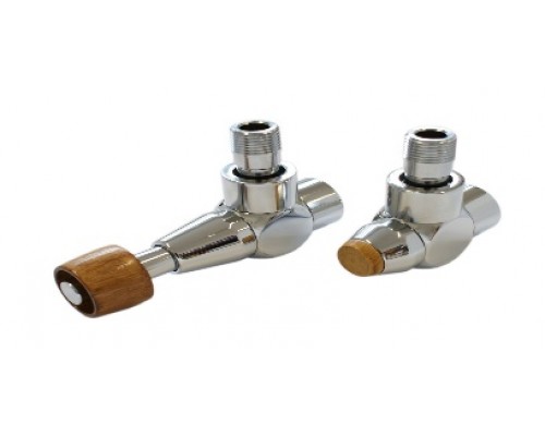 Термостатический комплект угловой SCLOSSER LUX. Хром-дерево.