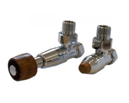 Термостатический комплект  угловой  Schlosser PRESTIGE.  Хром-дерево